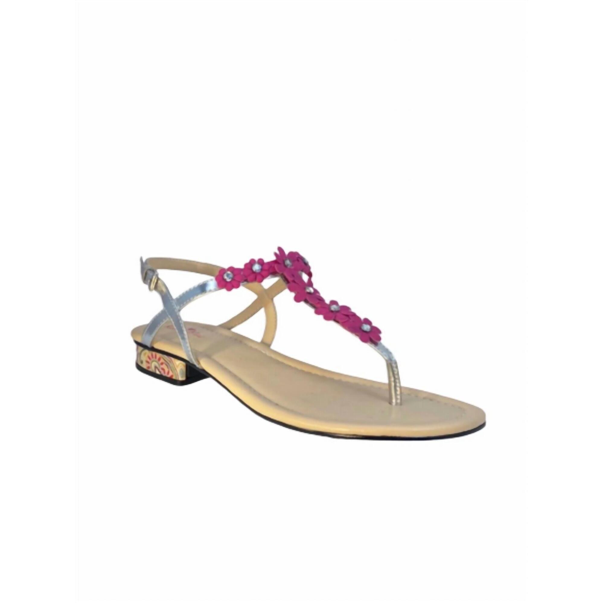New Kara Mac Shoes Women's Stunning Sandal In Pink Maui Flower With Bohemian Hee